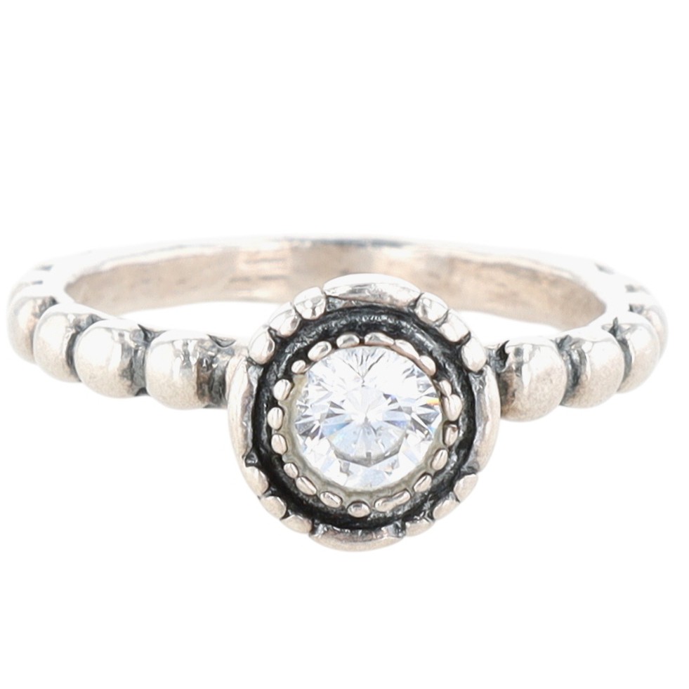 Silpada Sterling Silver CZ Blooming Dot Stud Ring Size 8