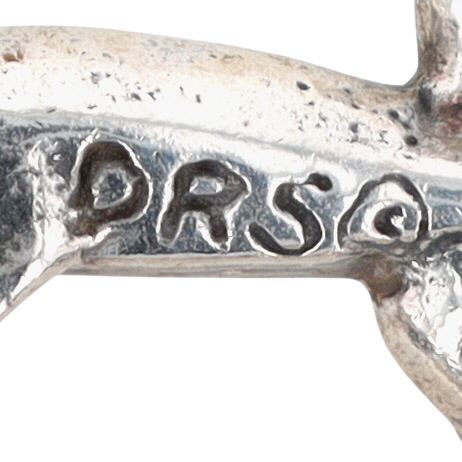 Signed Sterling Silver Dancing Geckos Brooch