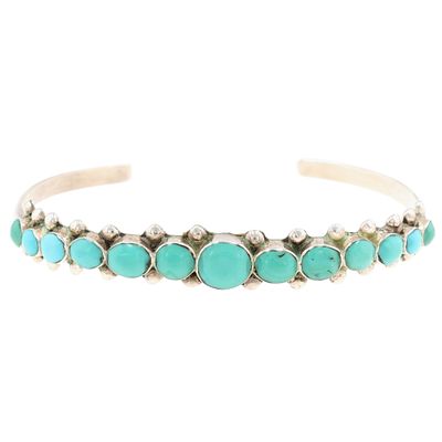Erma Esalalio Zuni Sterling Turquoise Cuff Bracelet / 8.7g / Approximate inner circumference 