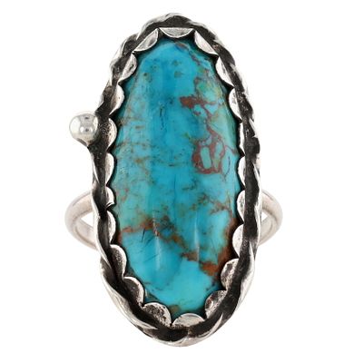 Signed Navajo Sterling Turquoise Ring Sz 5.5. Signed Cheri S. Navajo Sterling Turquoise Ring Sz 