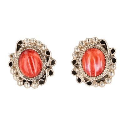 Donovan Nez Navajo Sterling Spiny Oyster Earrings / 8.6g