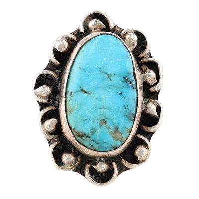 Vintage Navajo Sterling Turquoise Ring Sz 5 / 6.2g