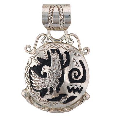 Alonzo Mariano Navajo Sterling Overlay Eagle Pendant / 19g
