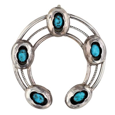 Phil & Lenora Garcia Navajo Sterling Kingman Turquoise Shadowbox Naja Pendant / 9.8g