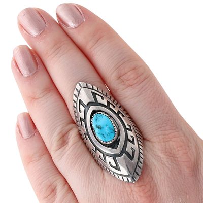 Hyson Craig IHMSS Navajo Sterling Turquoise Ring Sz 10.5. Amazing - Hyson Craig IHMSS (Indian 