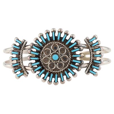 Philander Gia Zuni Sterling Turquoise Needlepoint Cuff Bracelet. Philander Gia Zuni Sterling 
