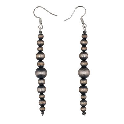 Mason Lee Navajo Sterling Graduated Bead Earrings / 3.8g / (unsigned, attributed based on tag 