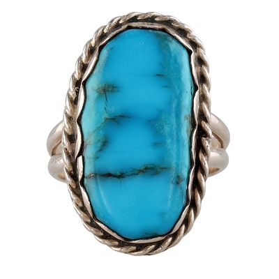 Vintage Navajo Sterling Turquoise Ring Sz 6 / 5.8g