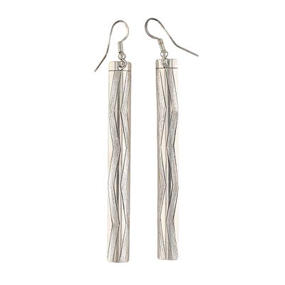 Wynema Tahe Navajo Sterling Textured Zigzag Bar Earrings. Wynema Tahe Navajo Sterling Textured 