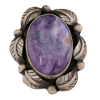 Betta Lee Navajo Sterling Charoite Ring Sz 6. Large Betta Lee Navajo Sterling Charoite Ring Sz 6 
