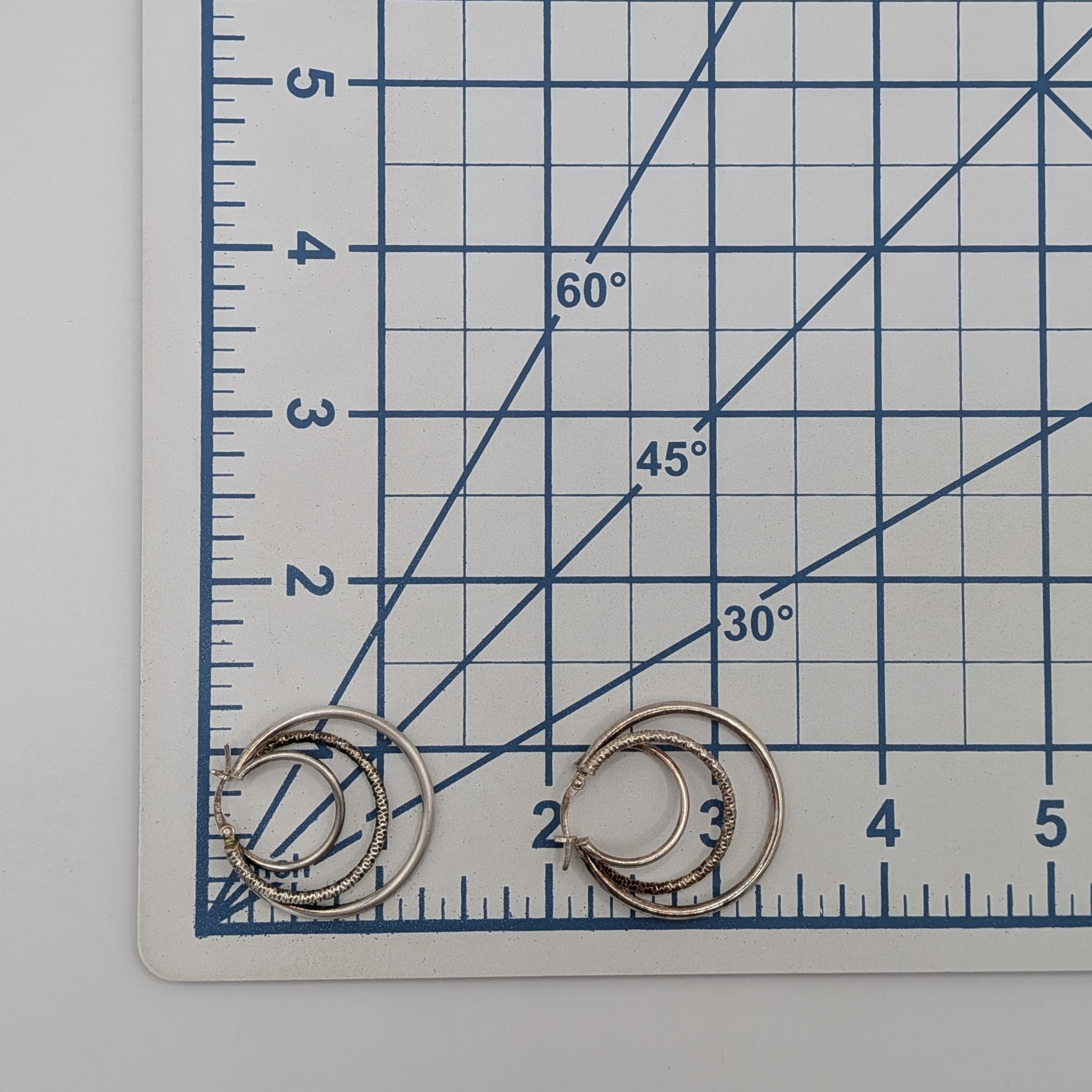 Signed Sterling Silver Textured Hoop Earrings