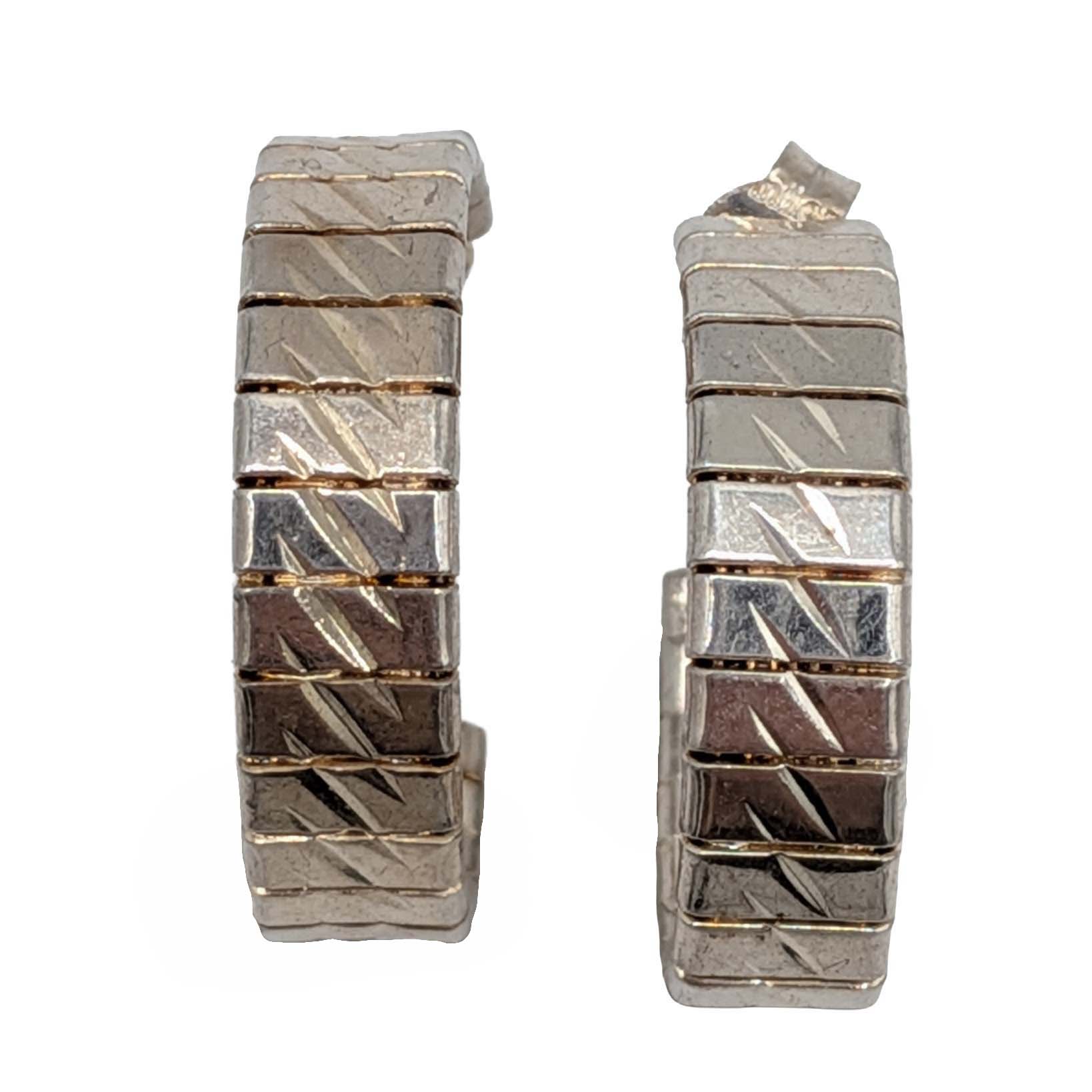 Sterling Etched Hoop Earrings