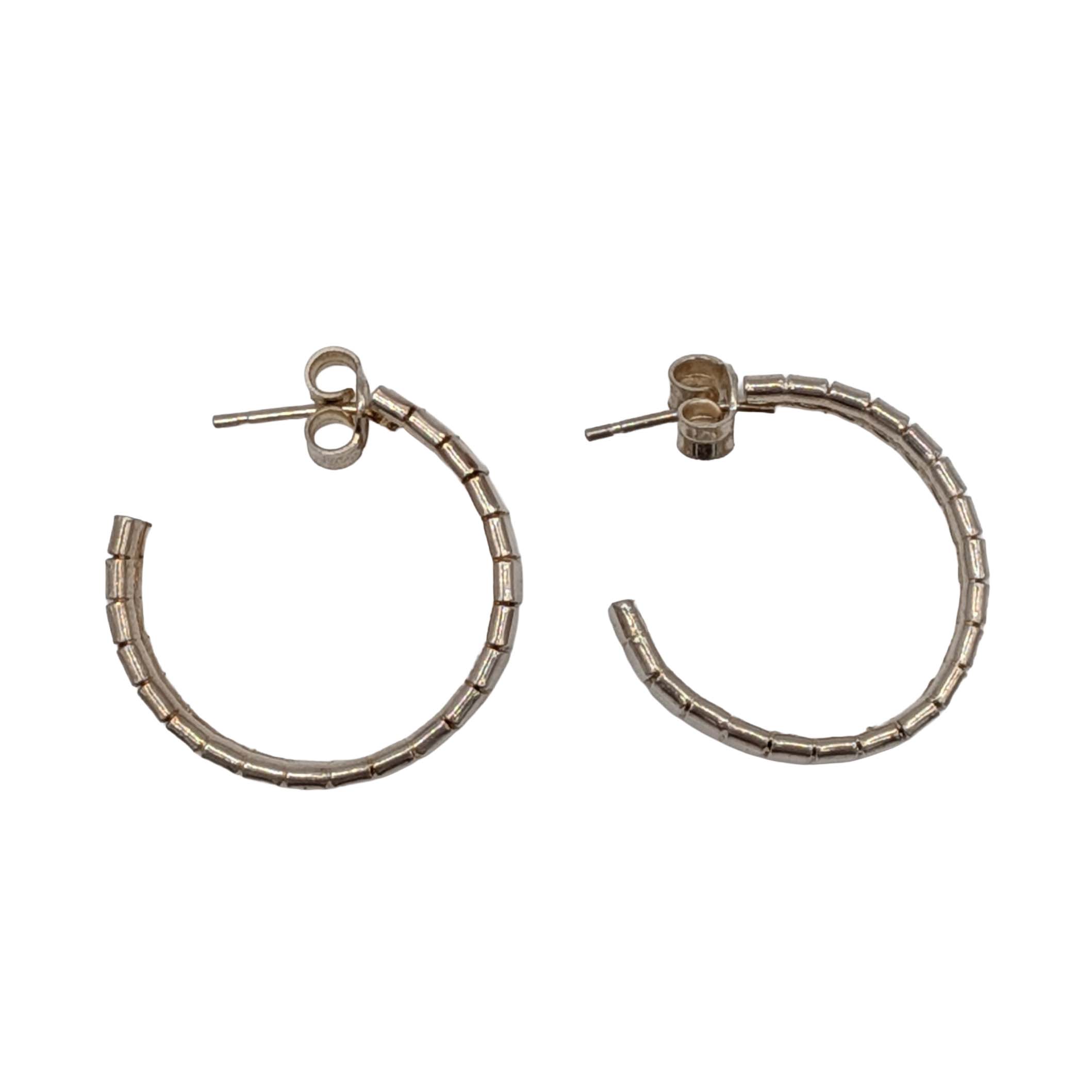 Sterling Etched Hoop Earrings