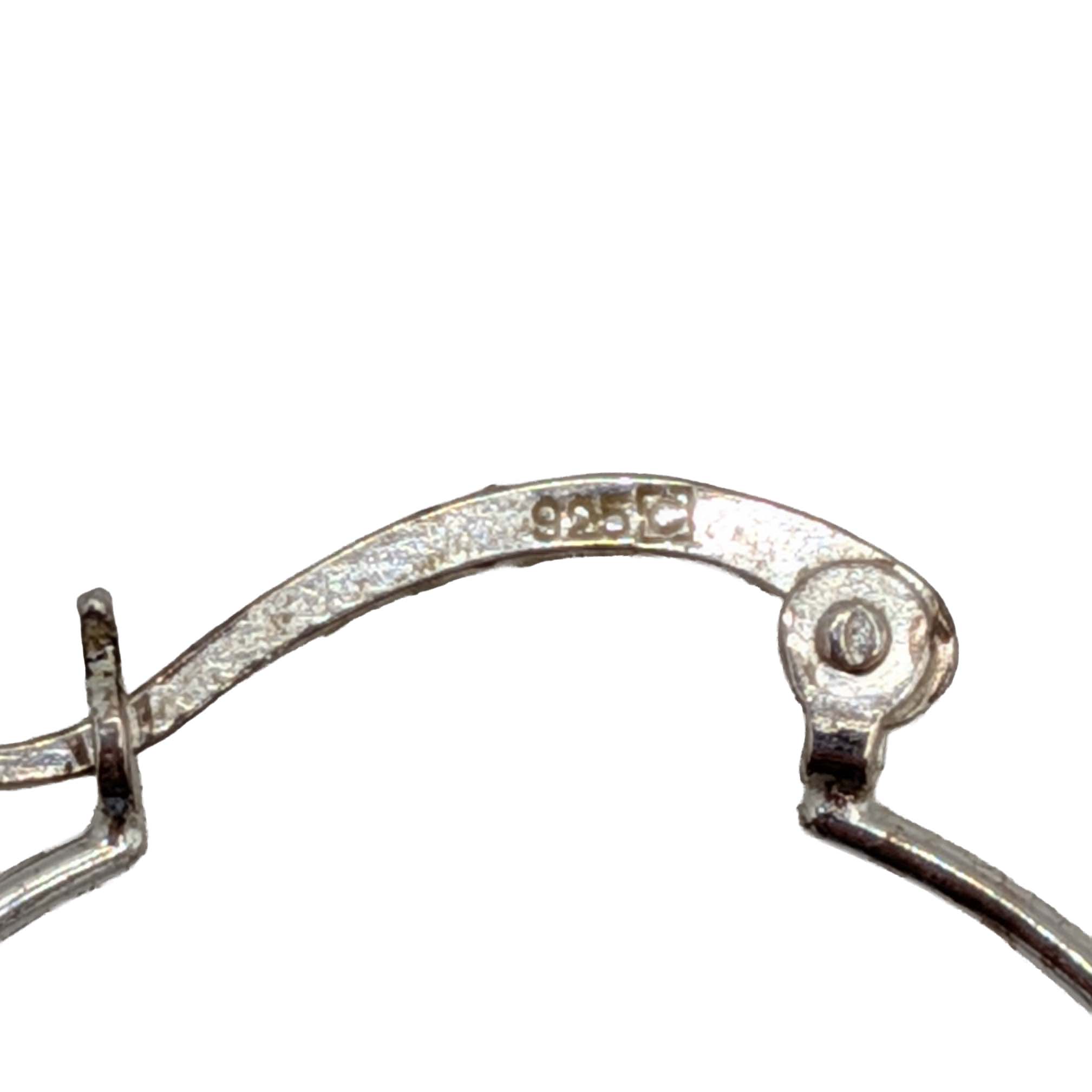 Signed Sterling Silver Beaded Hoop Earrings