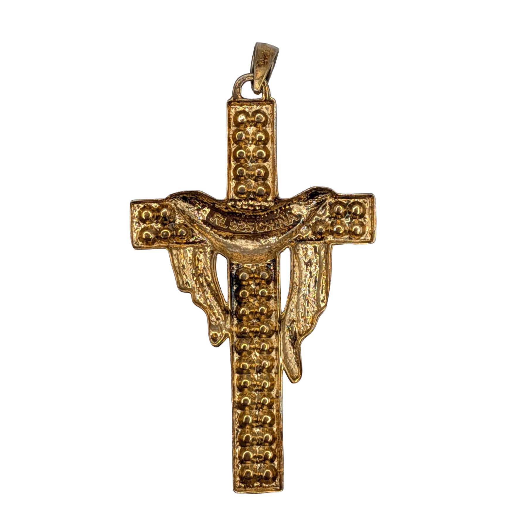 Signed Gold Over Sterling Silver Rhinestone Cross Pendant