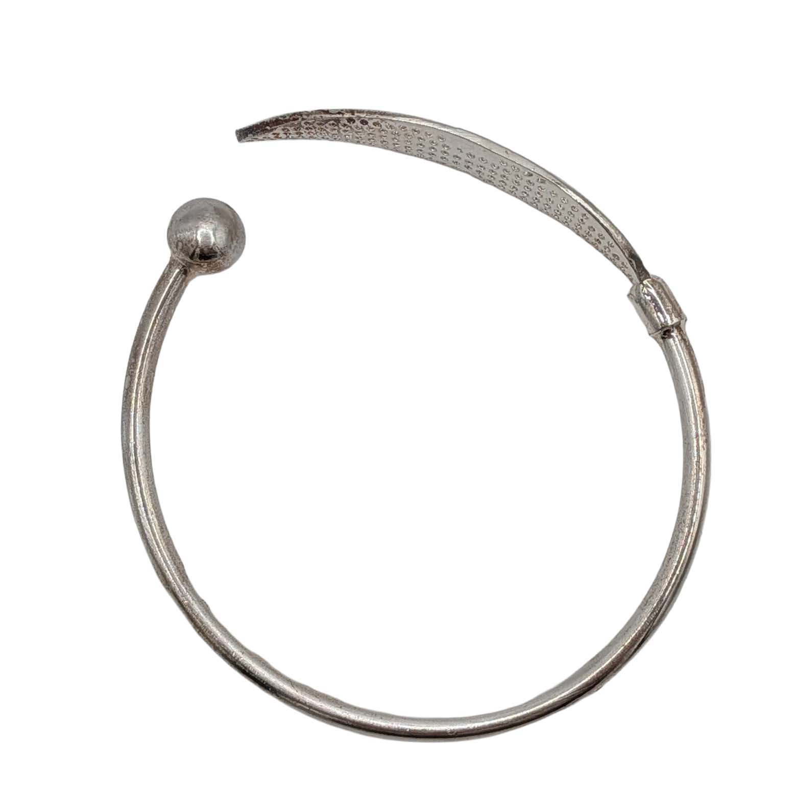 Signed Sterling Silver Open Bangle Bracelet