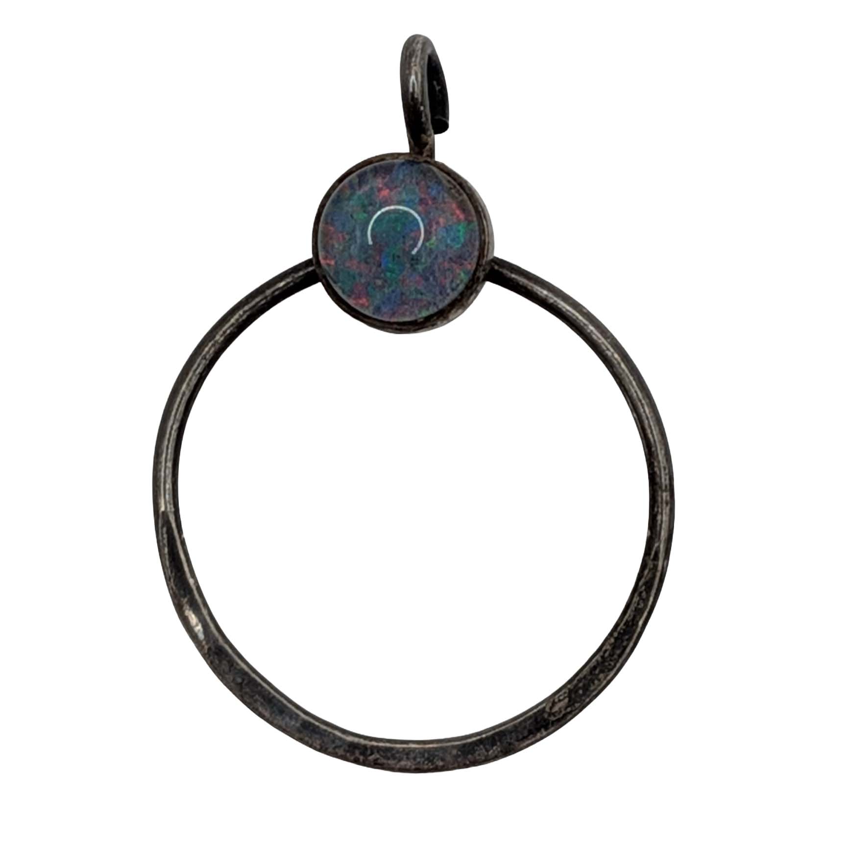 Sterling Silver Opal Open Circle Pendant