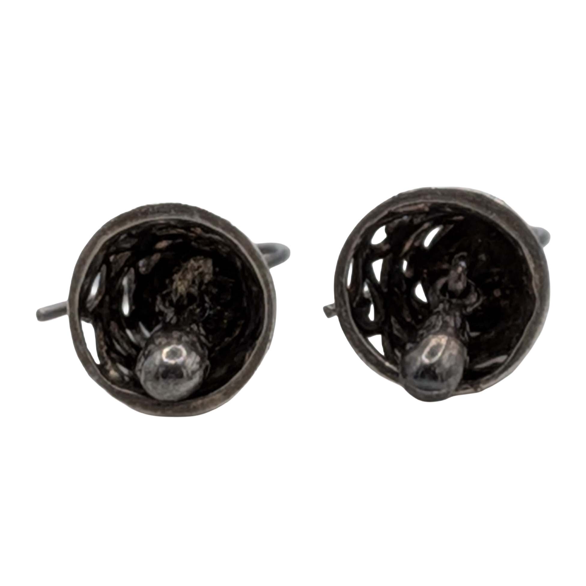 Signed Sterling Silver Bell Dangle Earrings