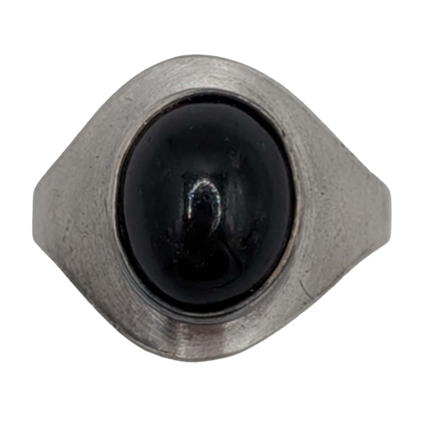 Signed Sterling Silver Black Onyx Ring Sz. 3.5