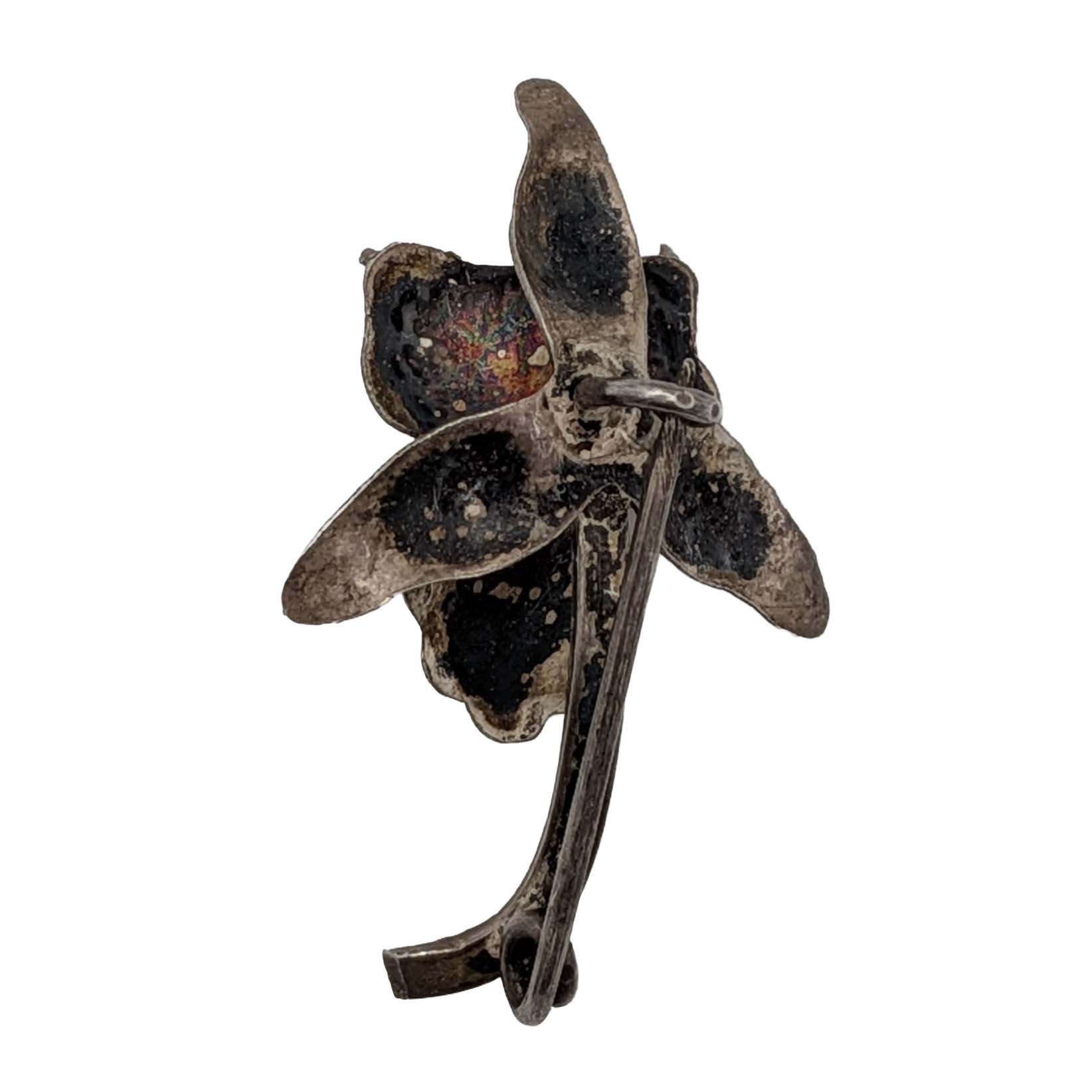 Sterling Silver Orchid Flower Brooch