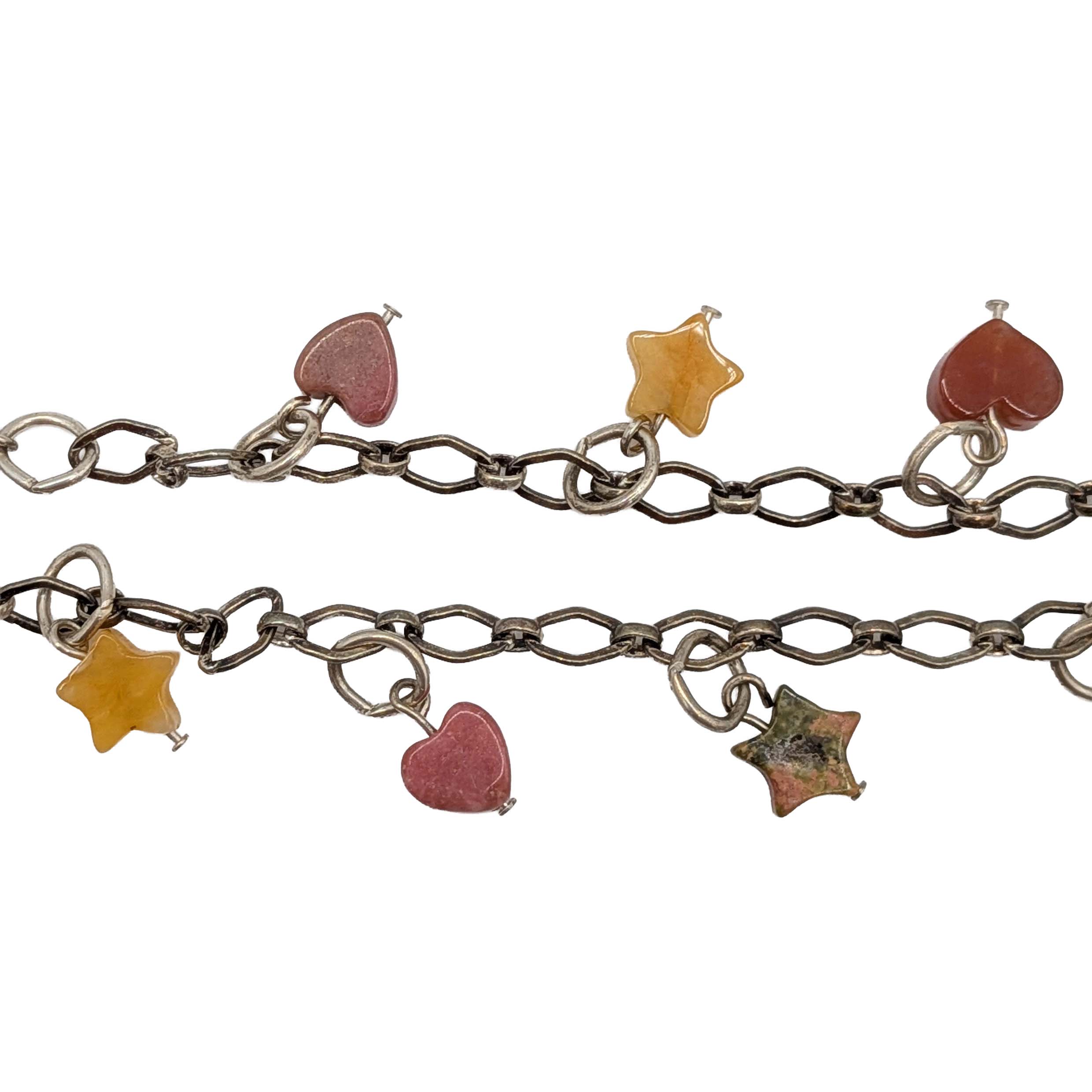 Signed Sterling Silver Multi-Stone Chain Bracelet