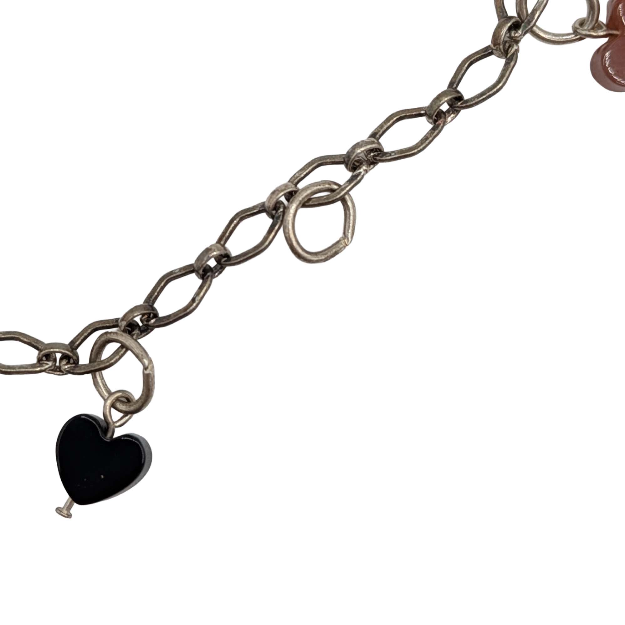 Signed Sterling Silver Multi-Stone Chain Bracelet