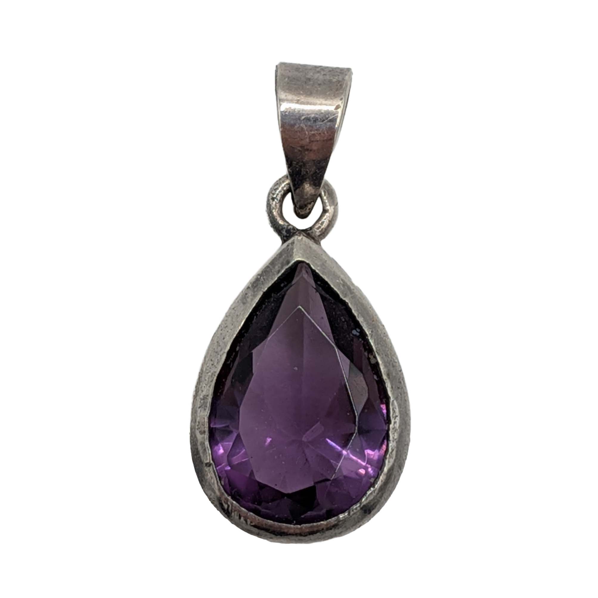 Signed Sterling Silver Amethyst Pendant