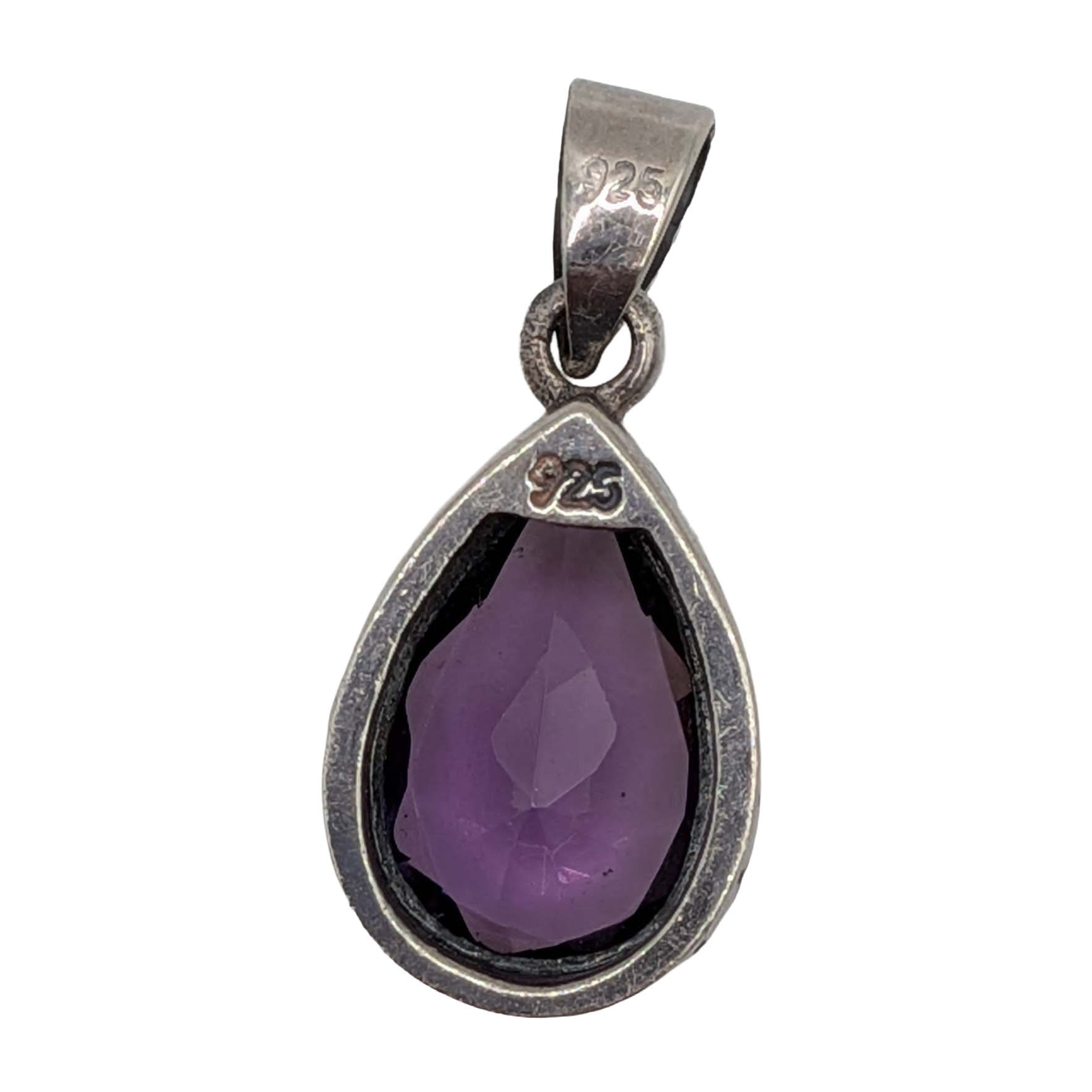 Signed Sterling Silver Amethyst Pendant