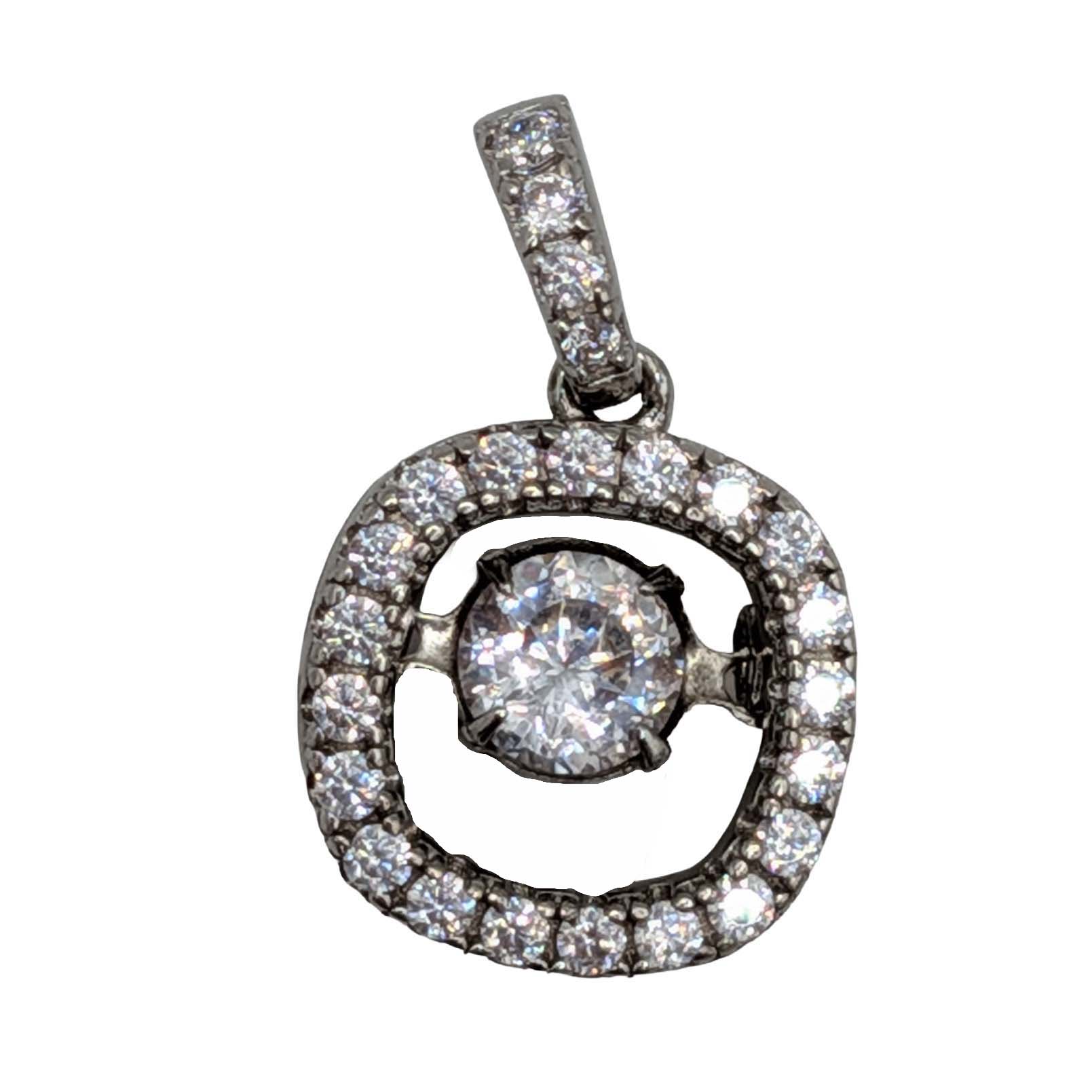 Signed Sterling Silver Cubic Zirconia Pendant