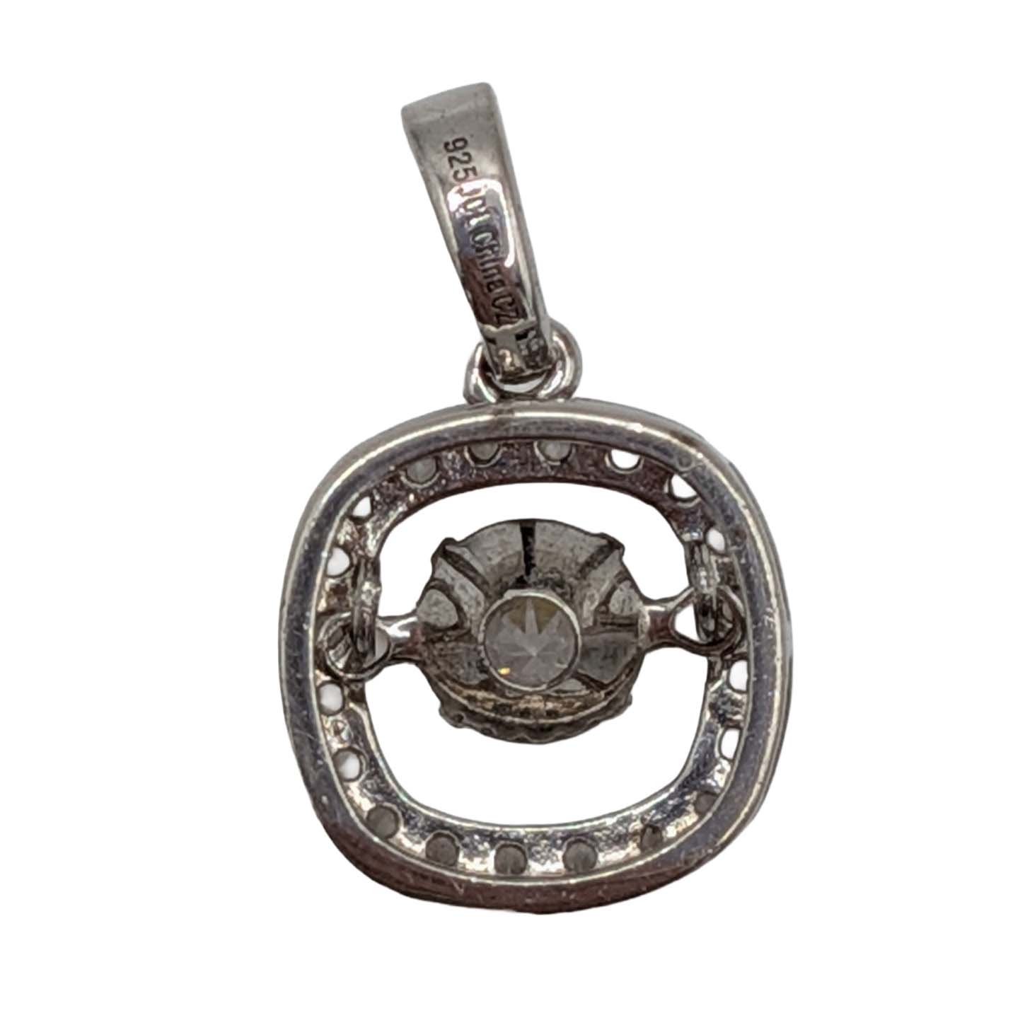 Signed Sterling Silver Cubic Zirconia Pendant