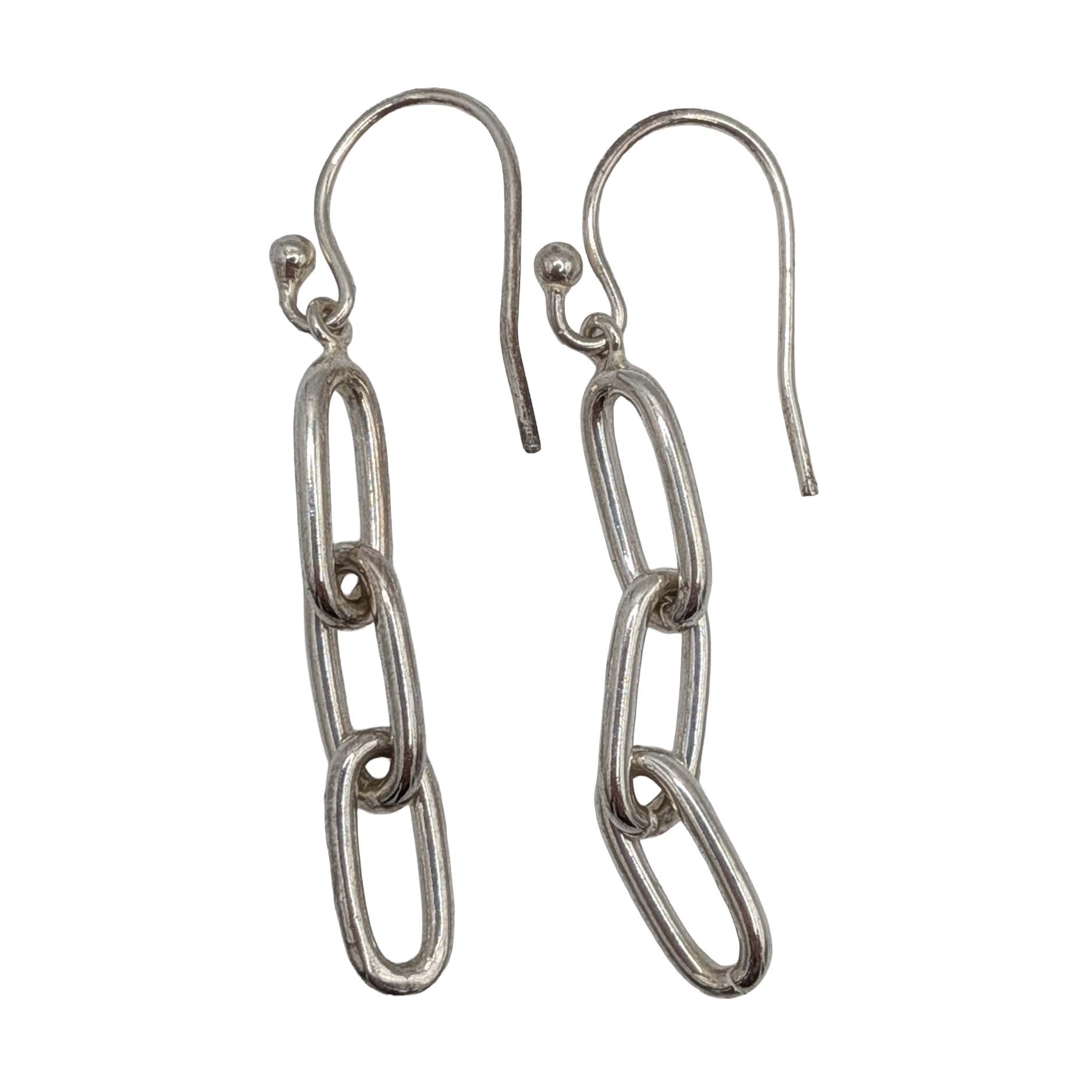 Signed Sterling Silver Chain Link Dangle Earrings