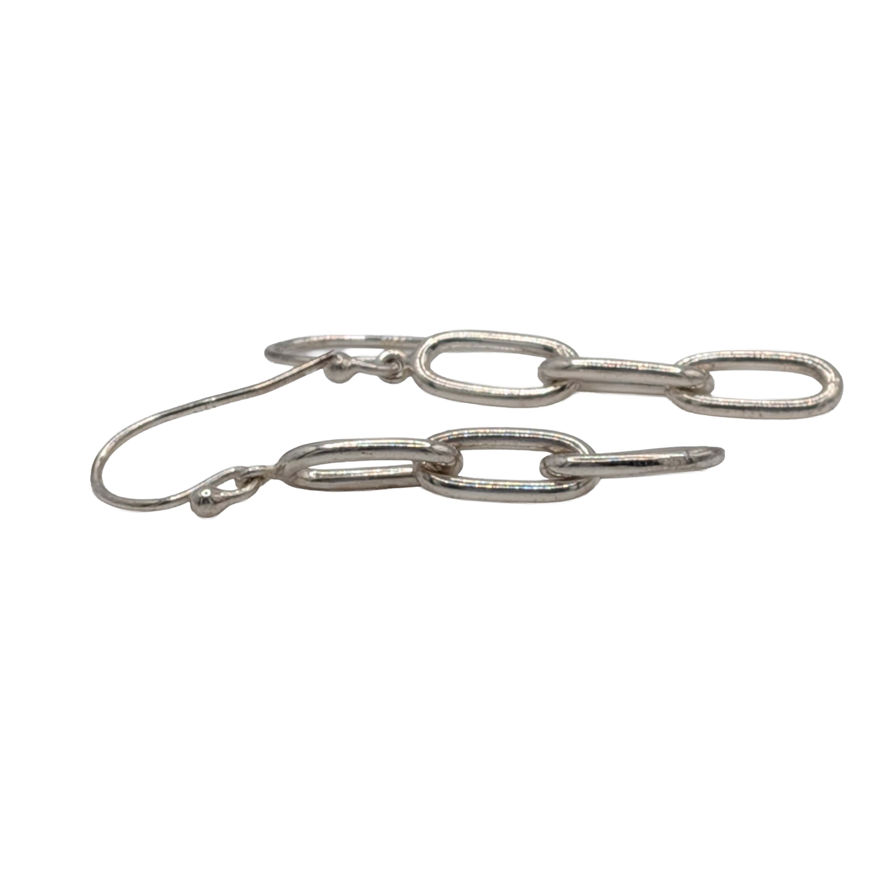 Signed Sterling Silver Chain Link Dangle Earrings