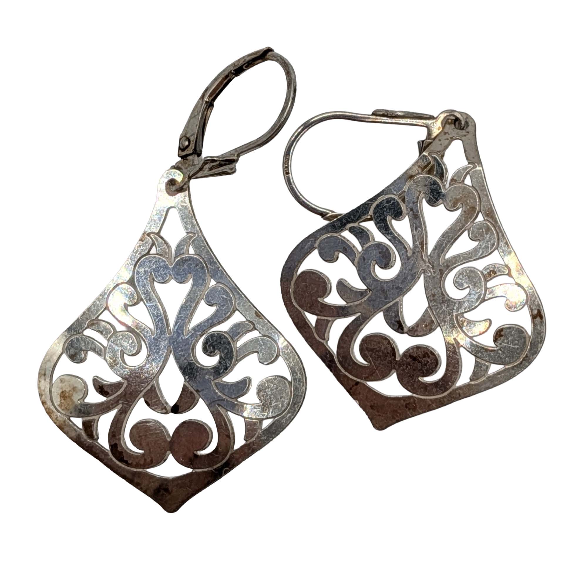 Signed Sterling Filigree Drop Earrings