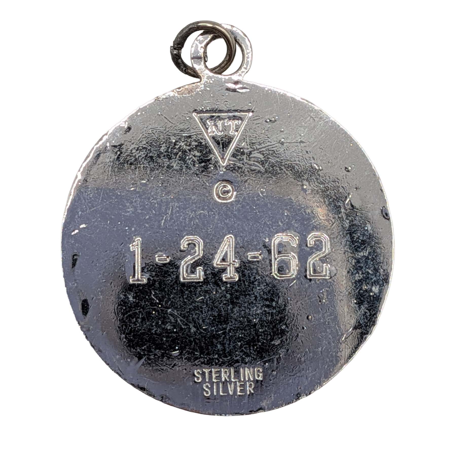 Signed Sterling Silver Aquarius Round Charm