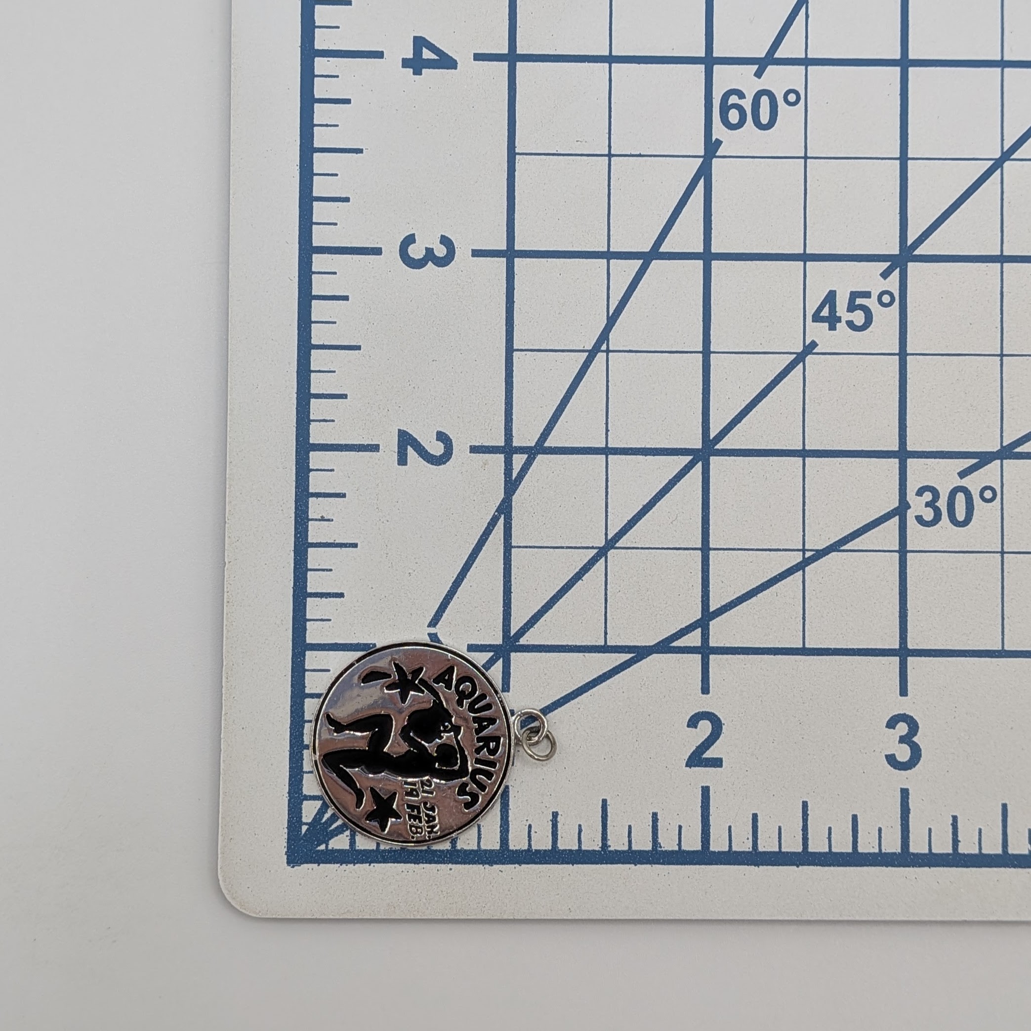 Signed Sterling Silver Aquarius Round Charm