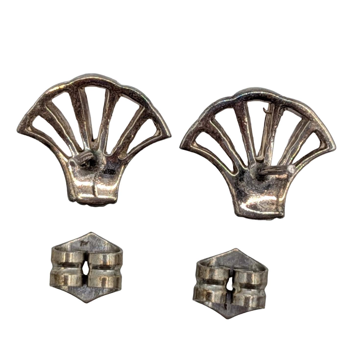 Sterling Silver Clamshell Stud Earrings