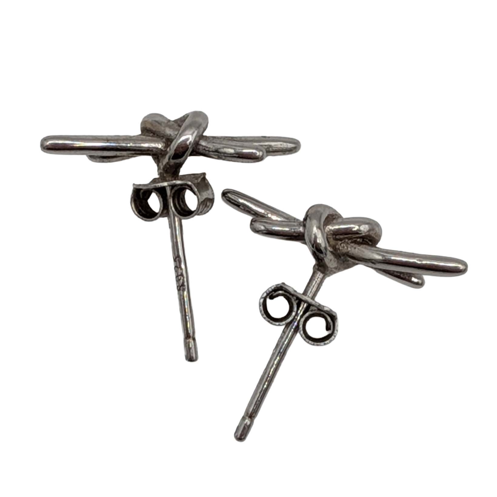 Signed Sterling Silver Knot Style Stud Earrings