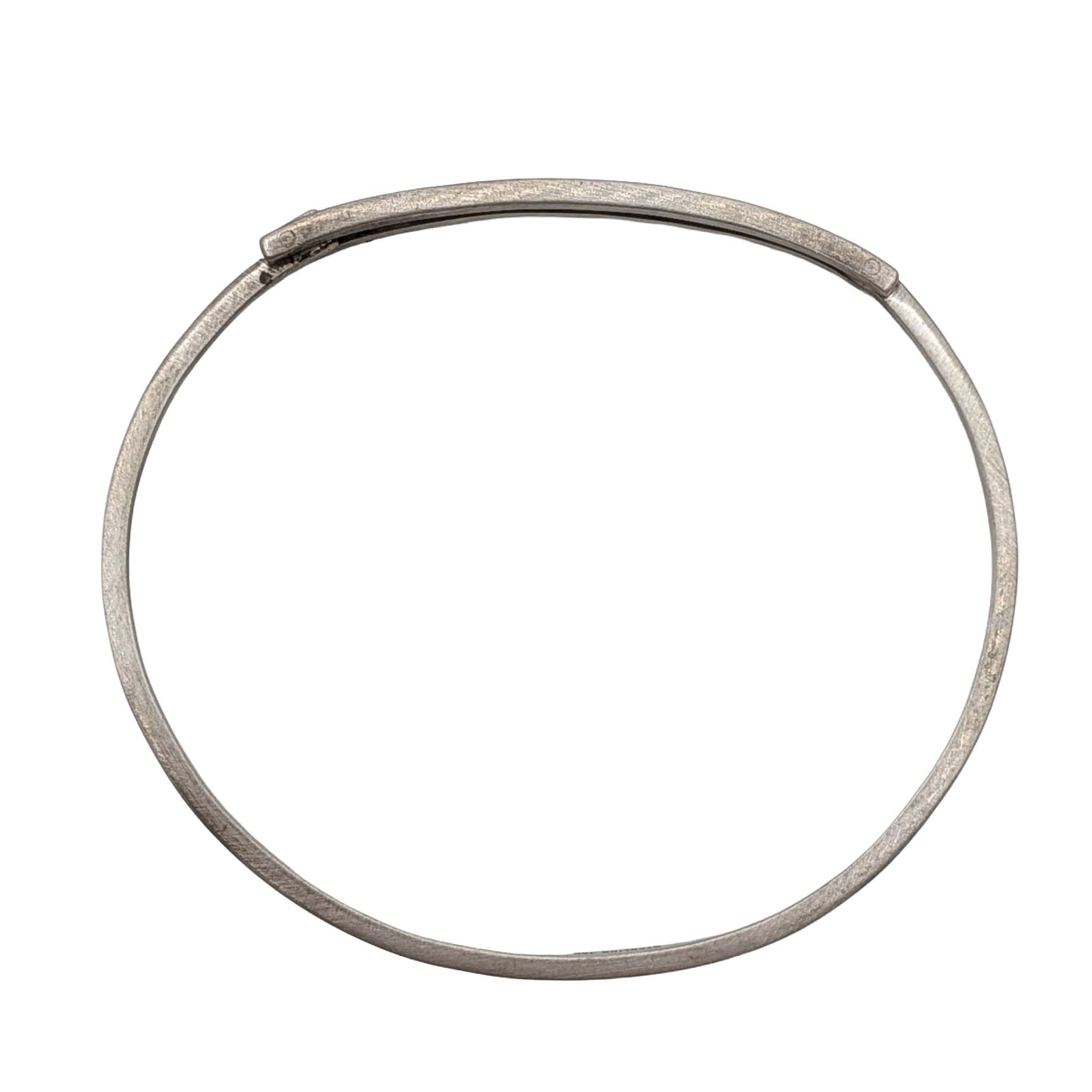 Signed Sterling Silver Two Lines Bangle Bracelet