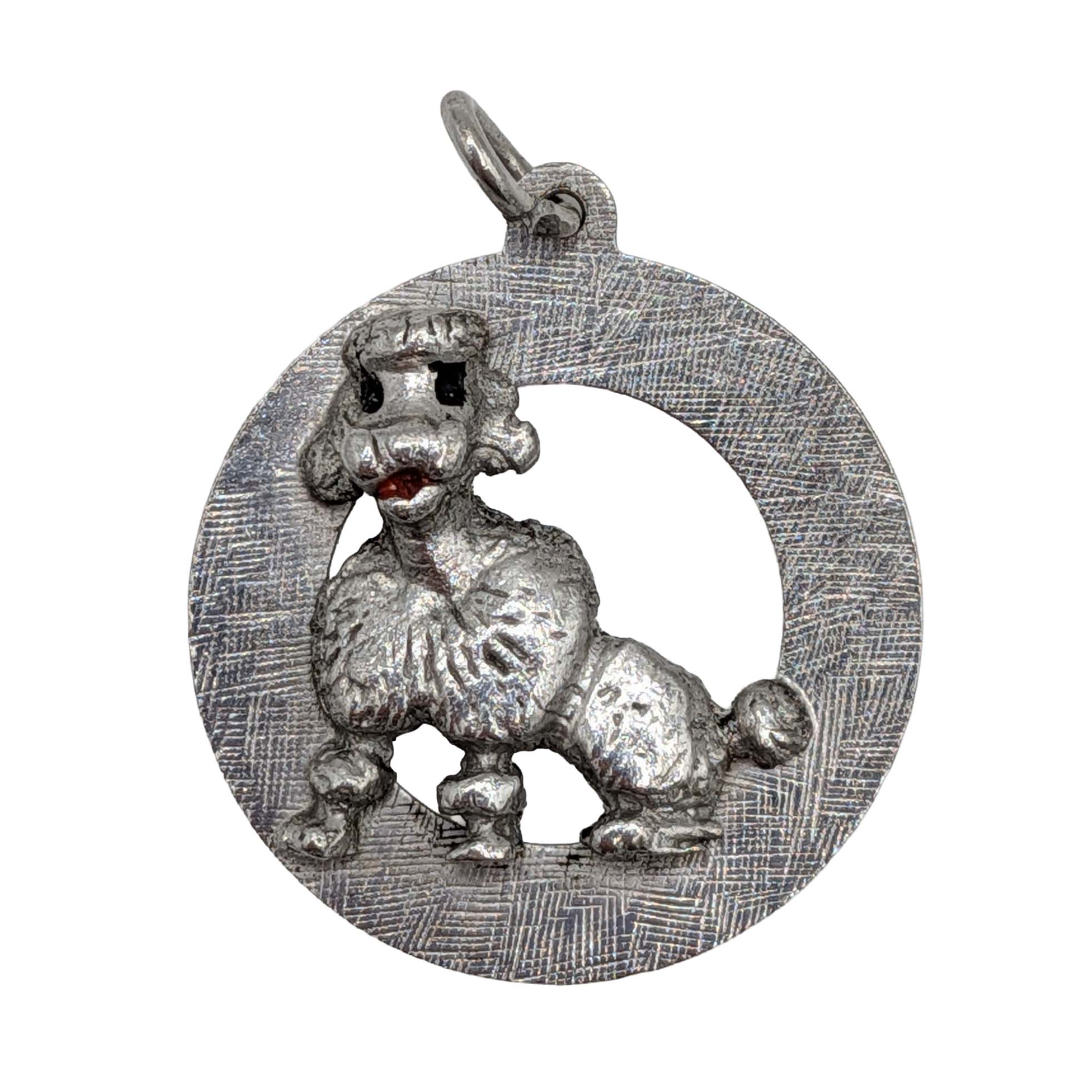 Sterling Silver Poodle Round Charm
