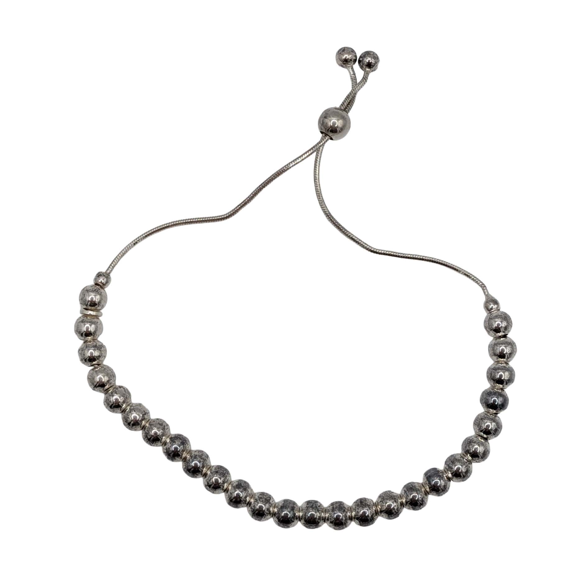 Sterling Silver Beaded Adjustable Bracelet