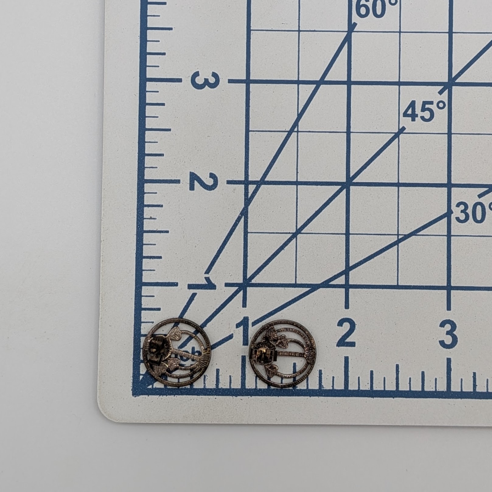 Signed Sterling Silver Rose & Arrows Stud Earrings