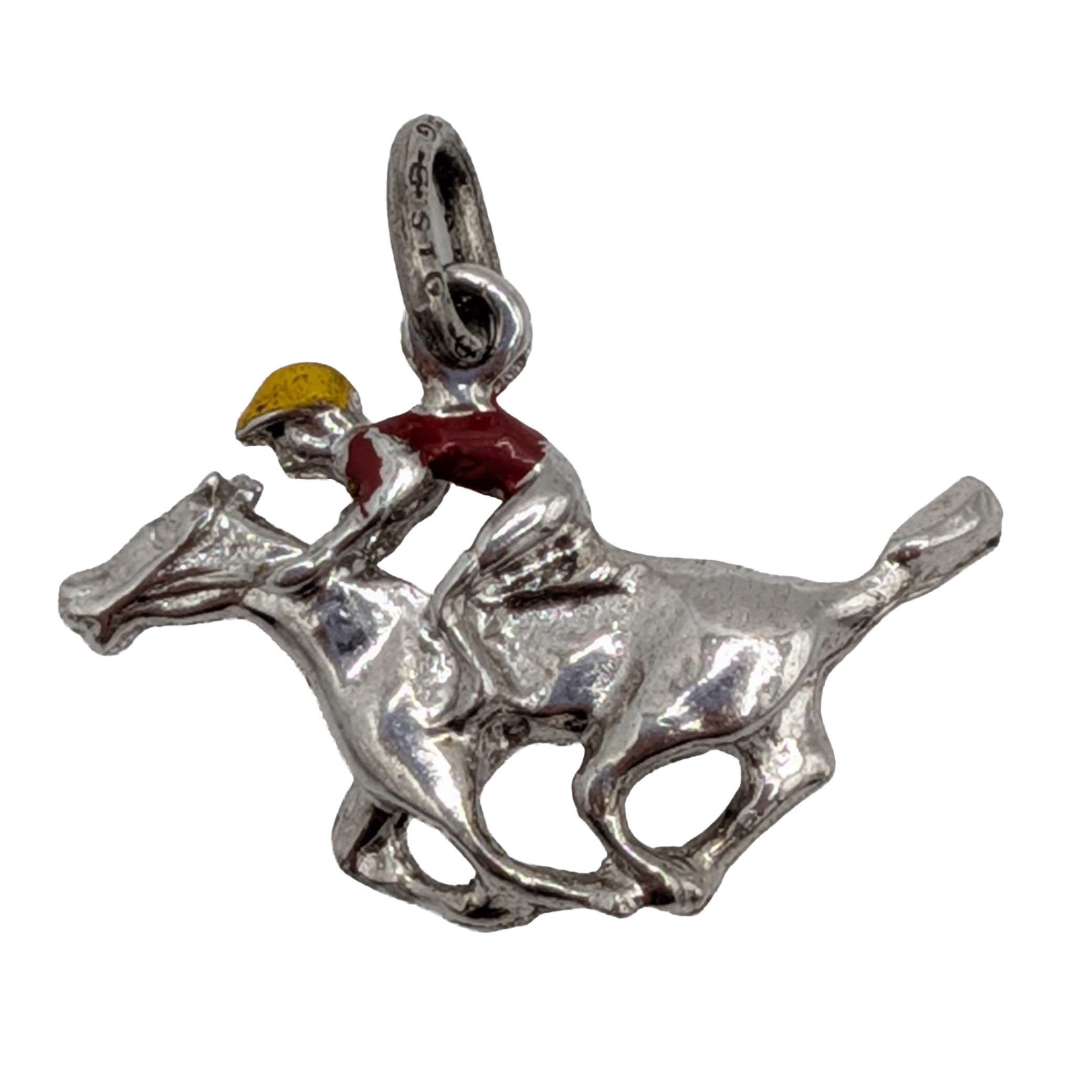 Sterling Silver Jockey & Horse Charm