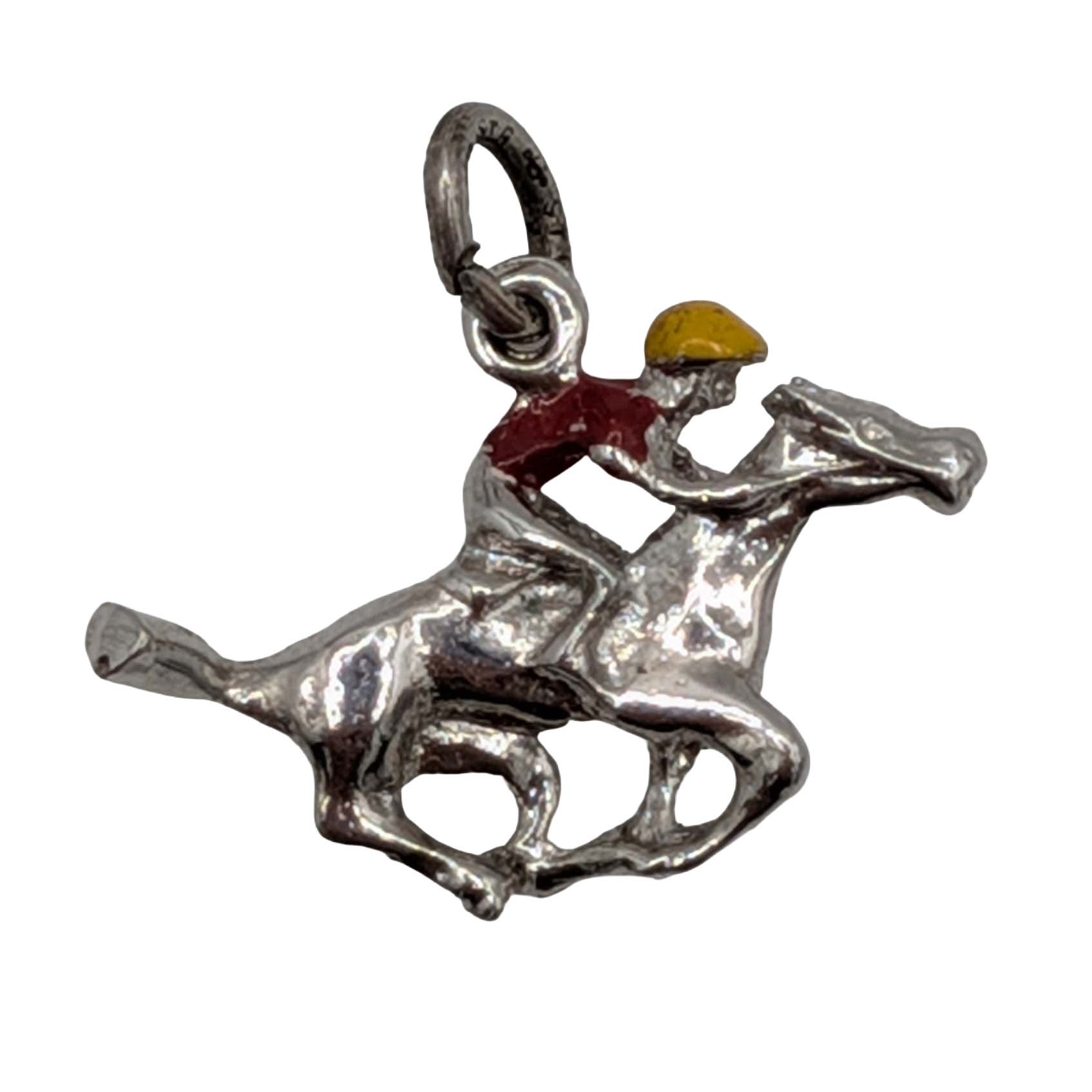 Sterling Silver Jockey & Horse Charm
