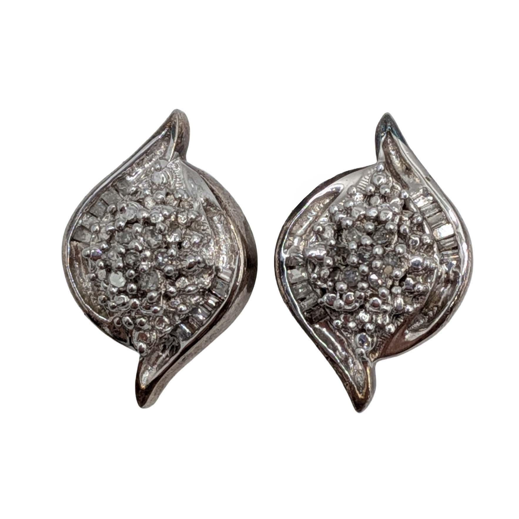 Signed Sterling Silver Rhinestone Stud Earrings