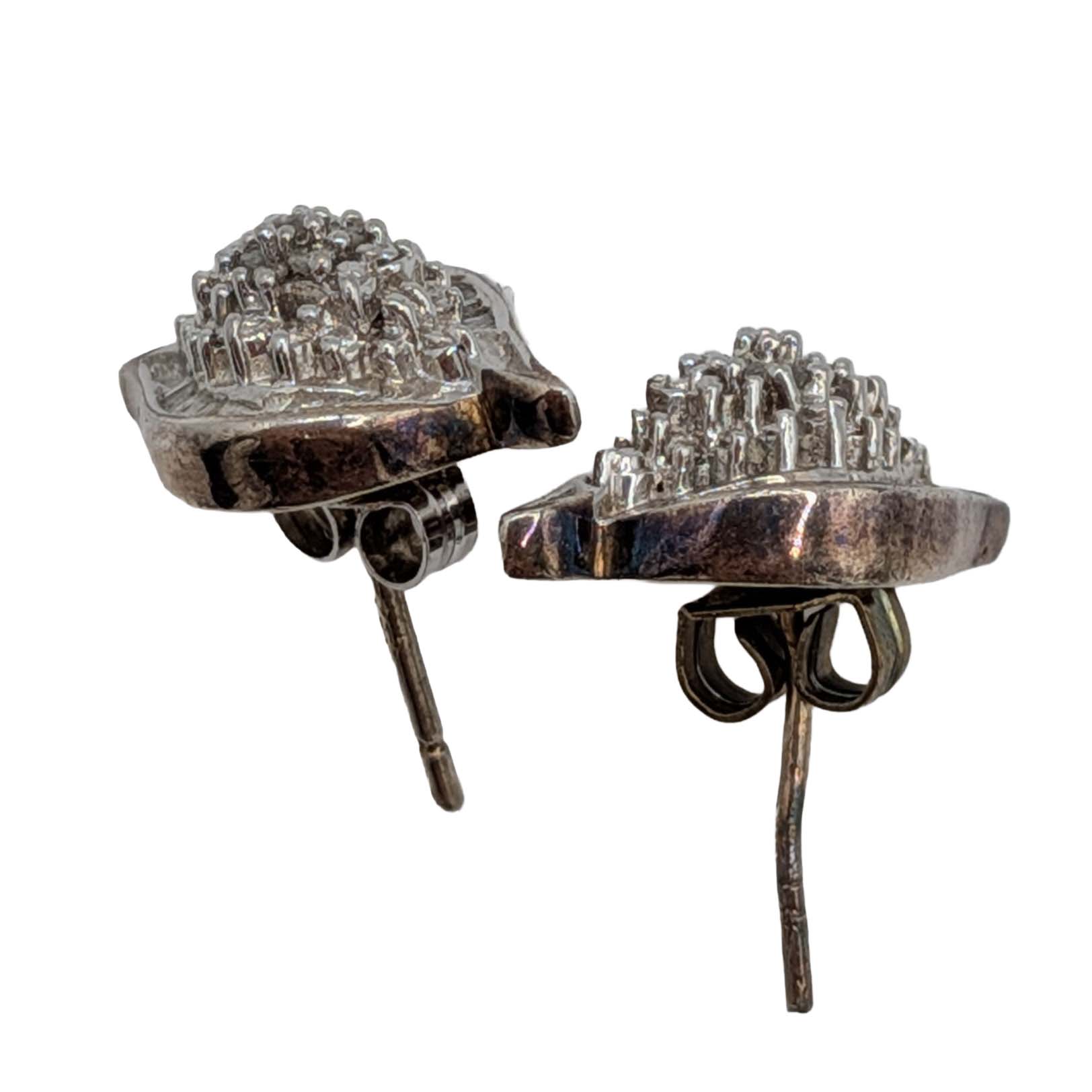 Signed Sterling Silver Rhinestone Stud Earrings