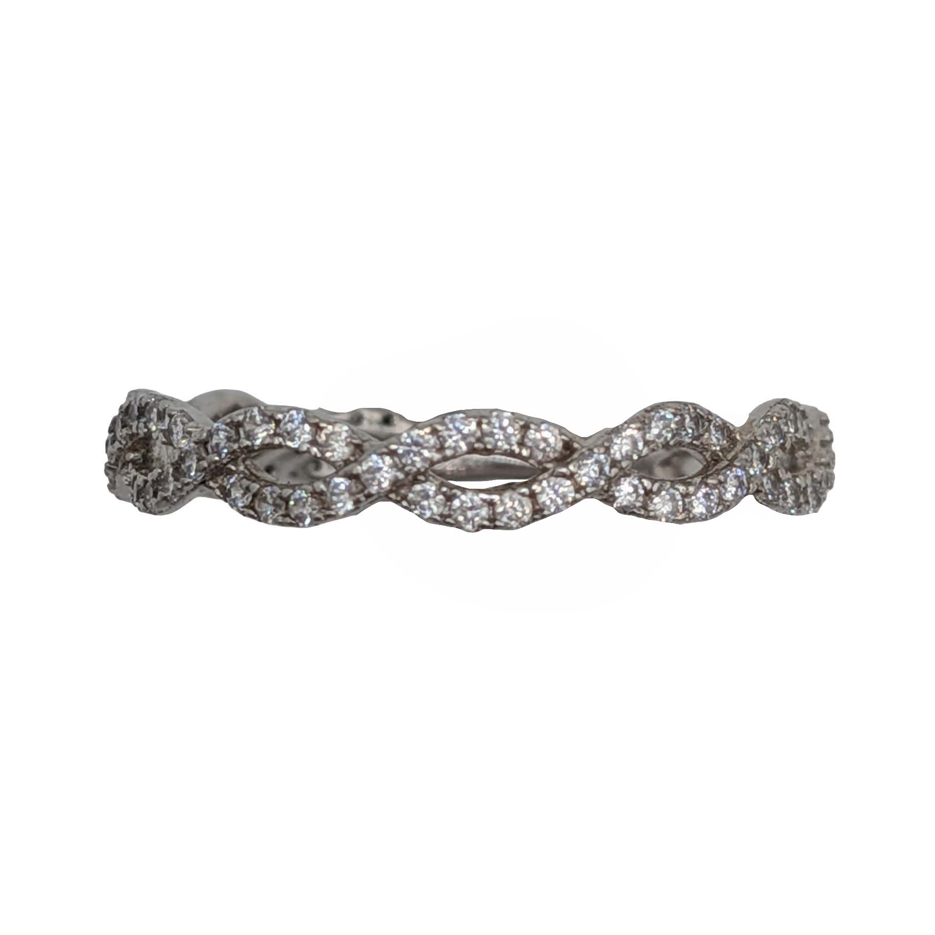 Signed Sterling Silver Rhinestone Weave Ring Sz. 6.5