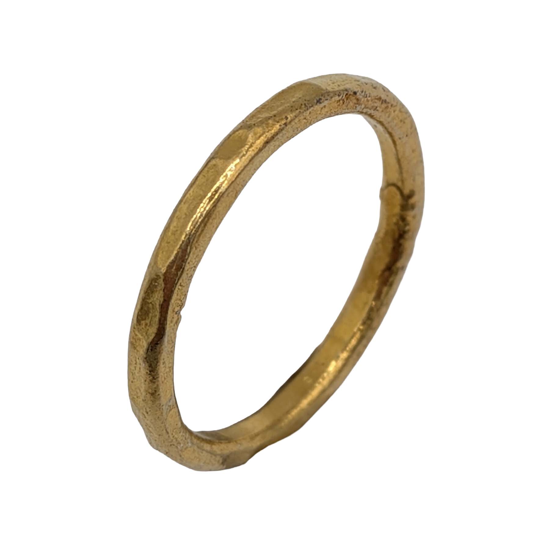 Signed Gold Over Sterling Silver Hammered Band Ring Sz. 8.75