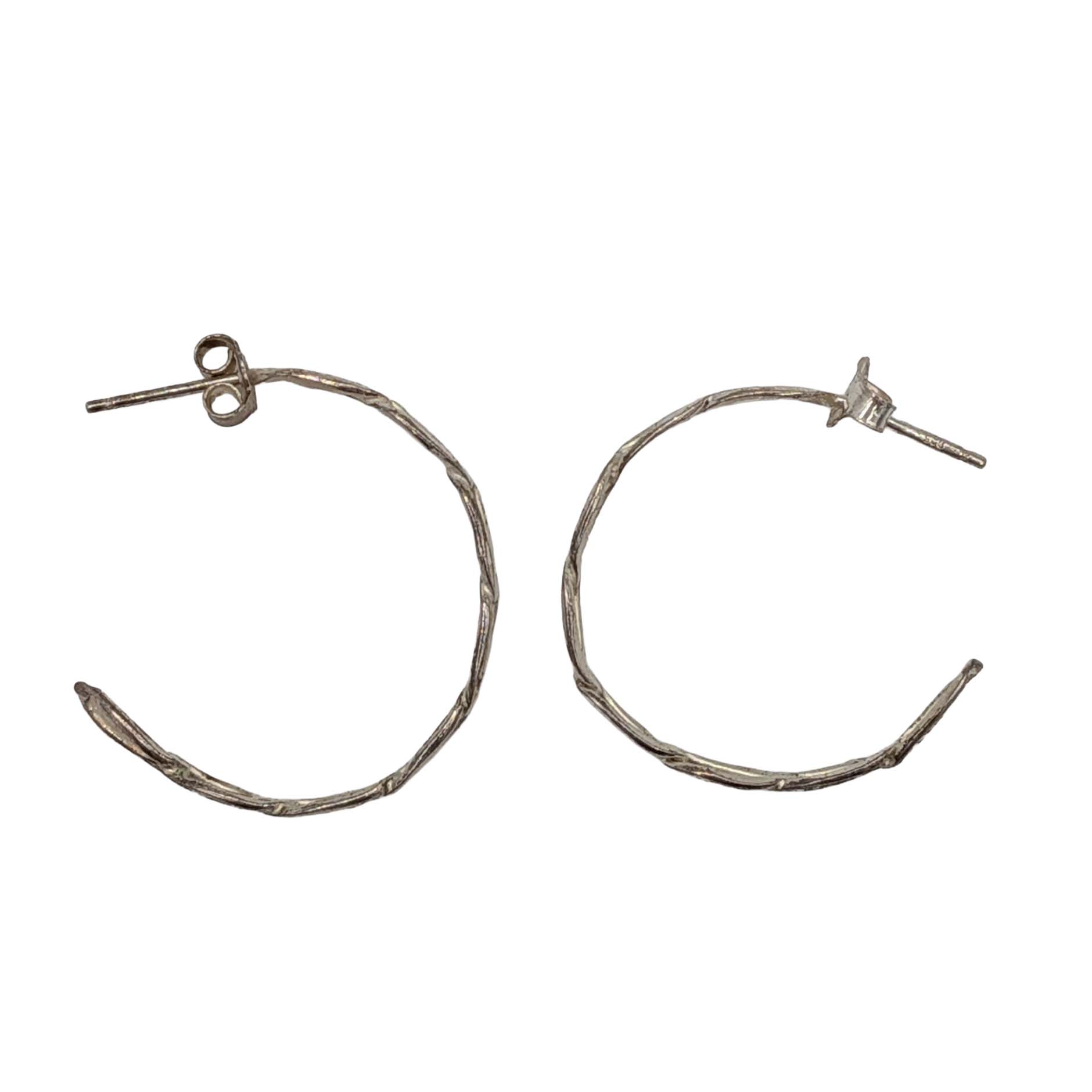 Signed Sterling Silver Chain Link Hoop Earrings