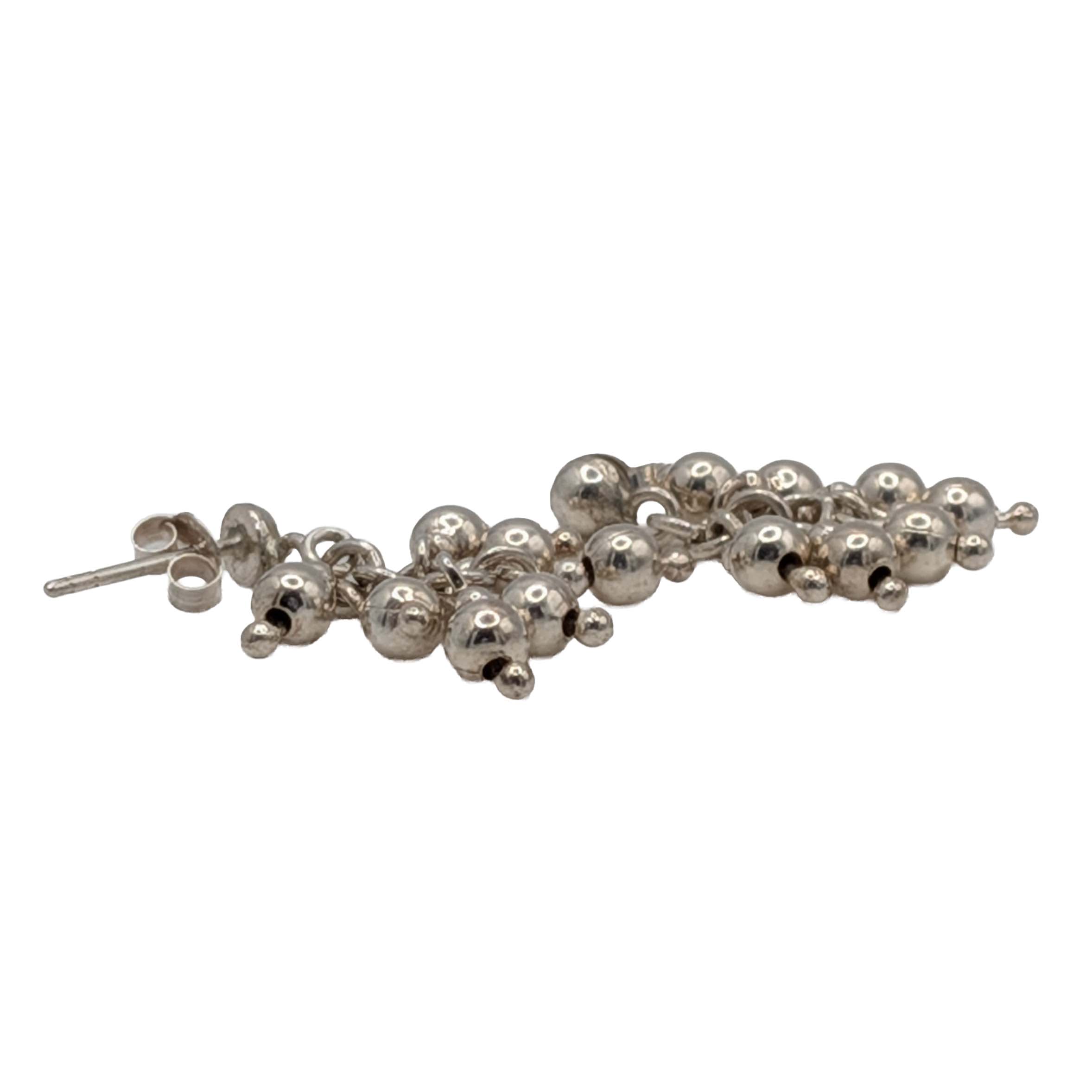 Sterling Silver Ball Bead Chain Link Cluster Earrings