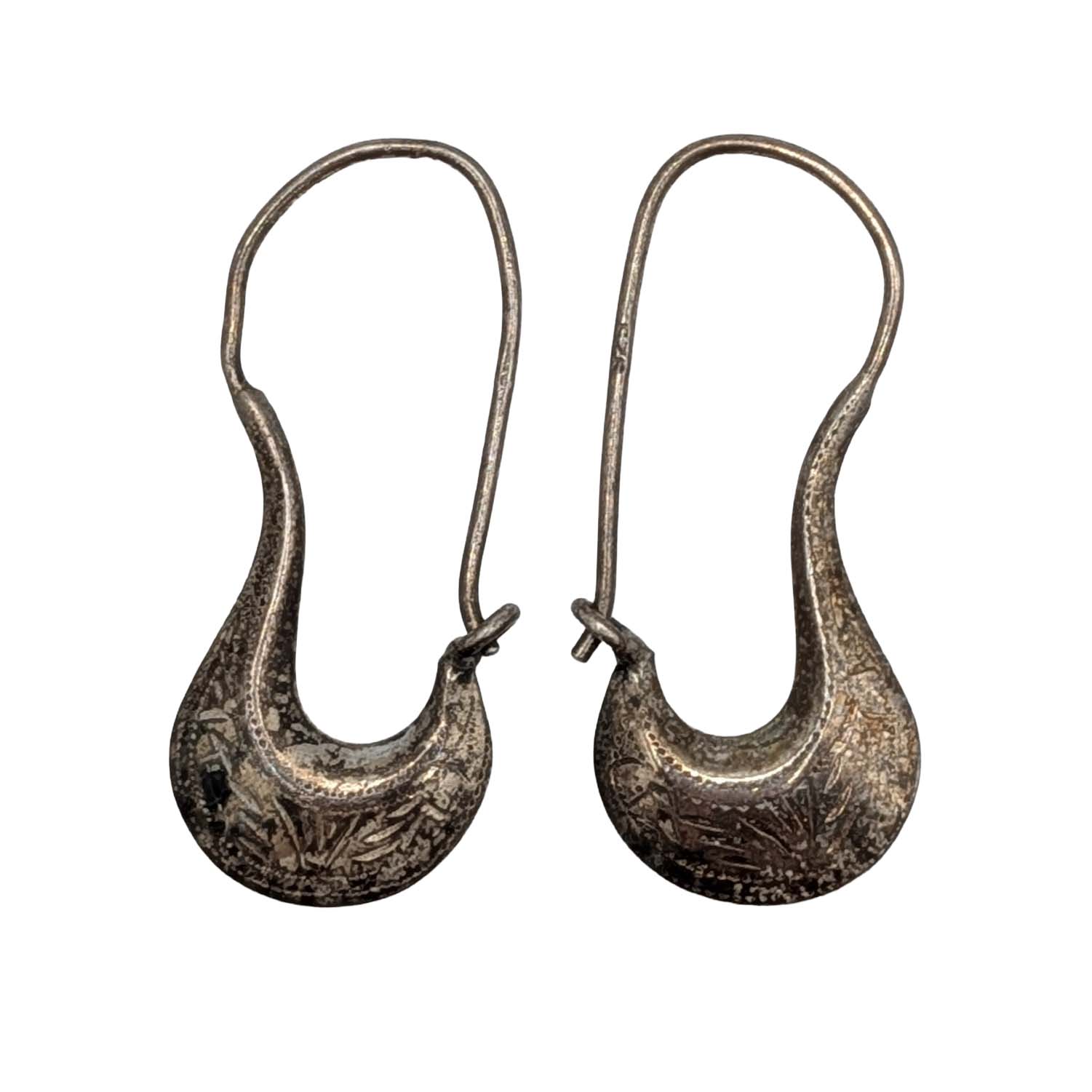 Signed Sterling Silver Long Drop Hook Earrings